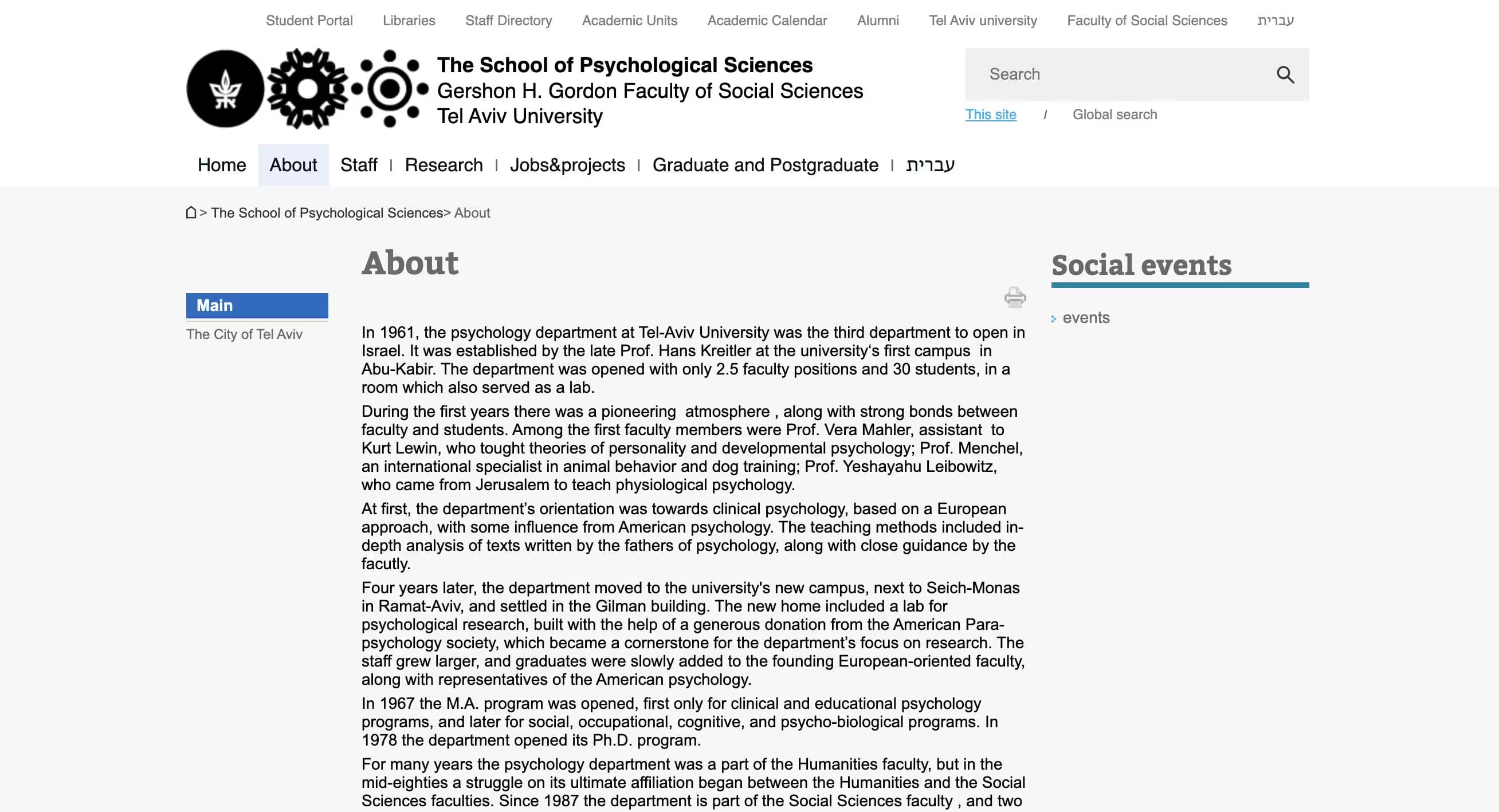 The School of Psychological Sciences - Tel Aviv University