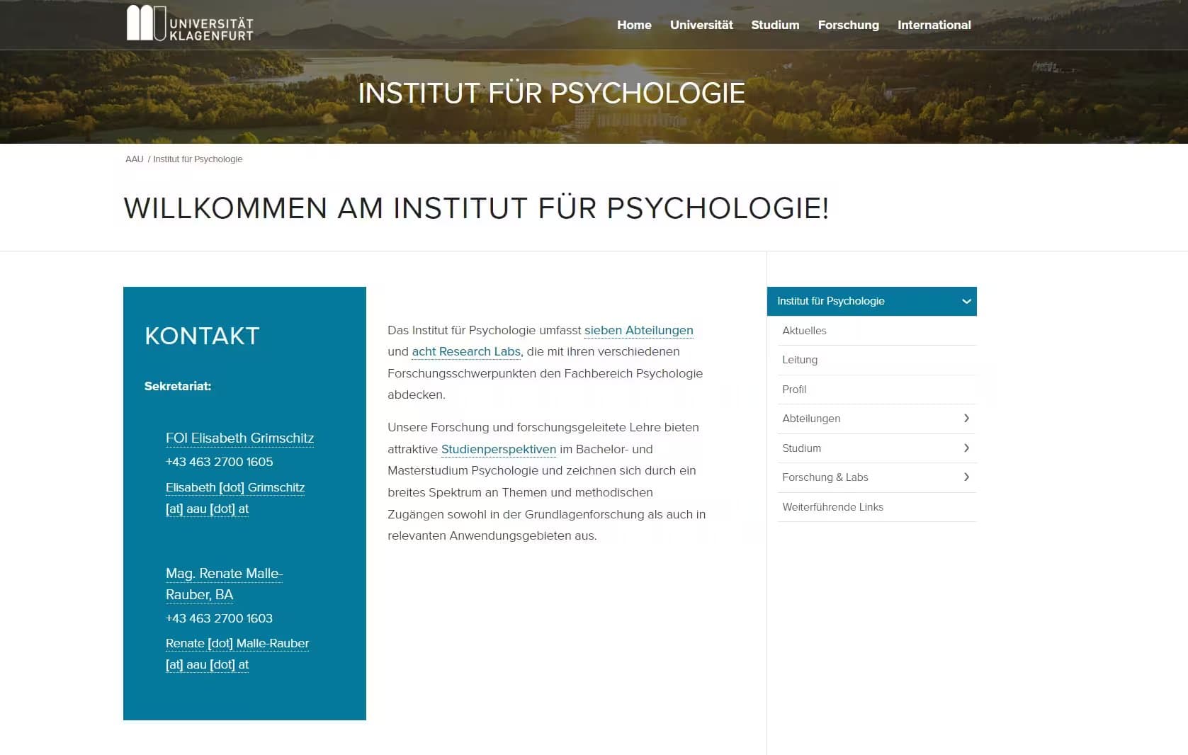 Institute of Psychology - University of Klagenfurt