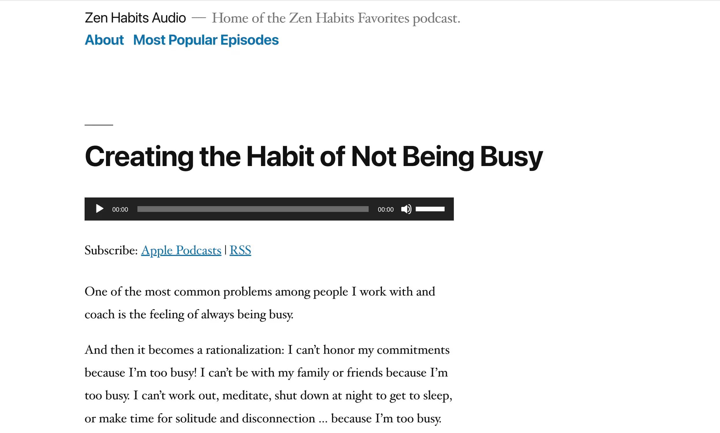 Zen Habits Audio – Home of the Zen Habits Favorites podcast.