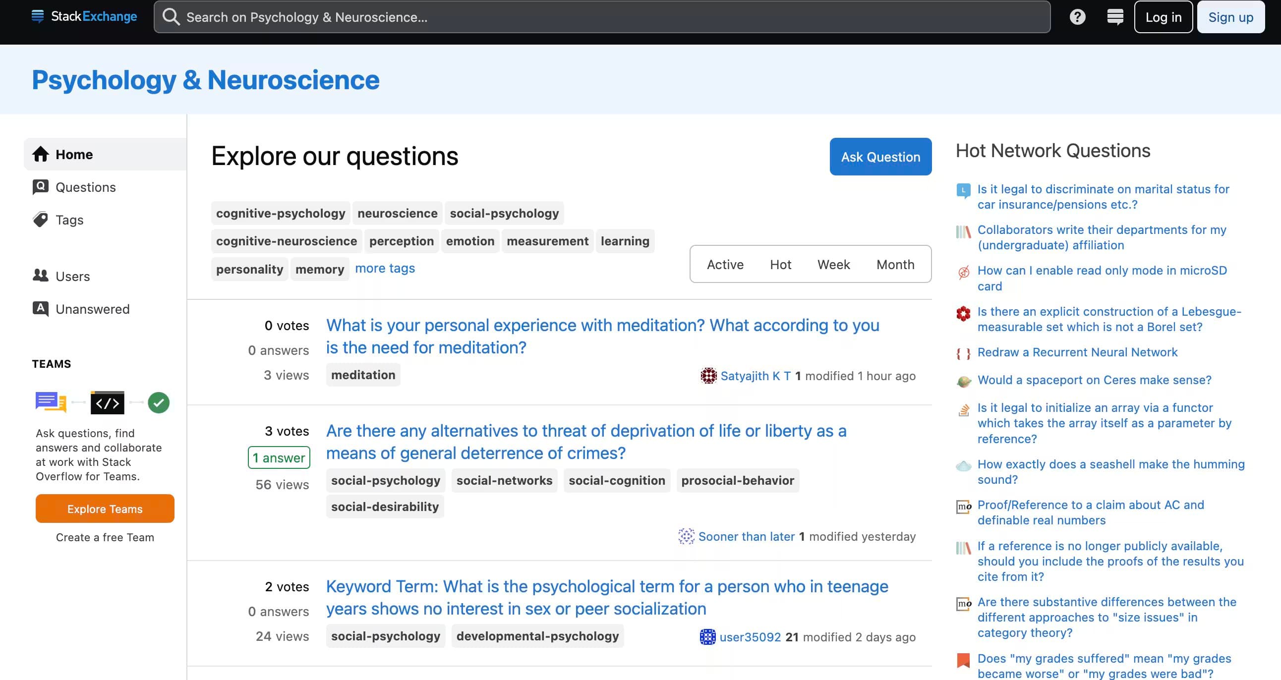 Psychology & Neuroscience Stack Exchange