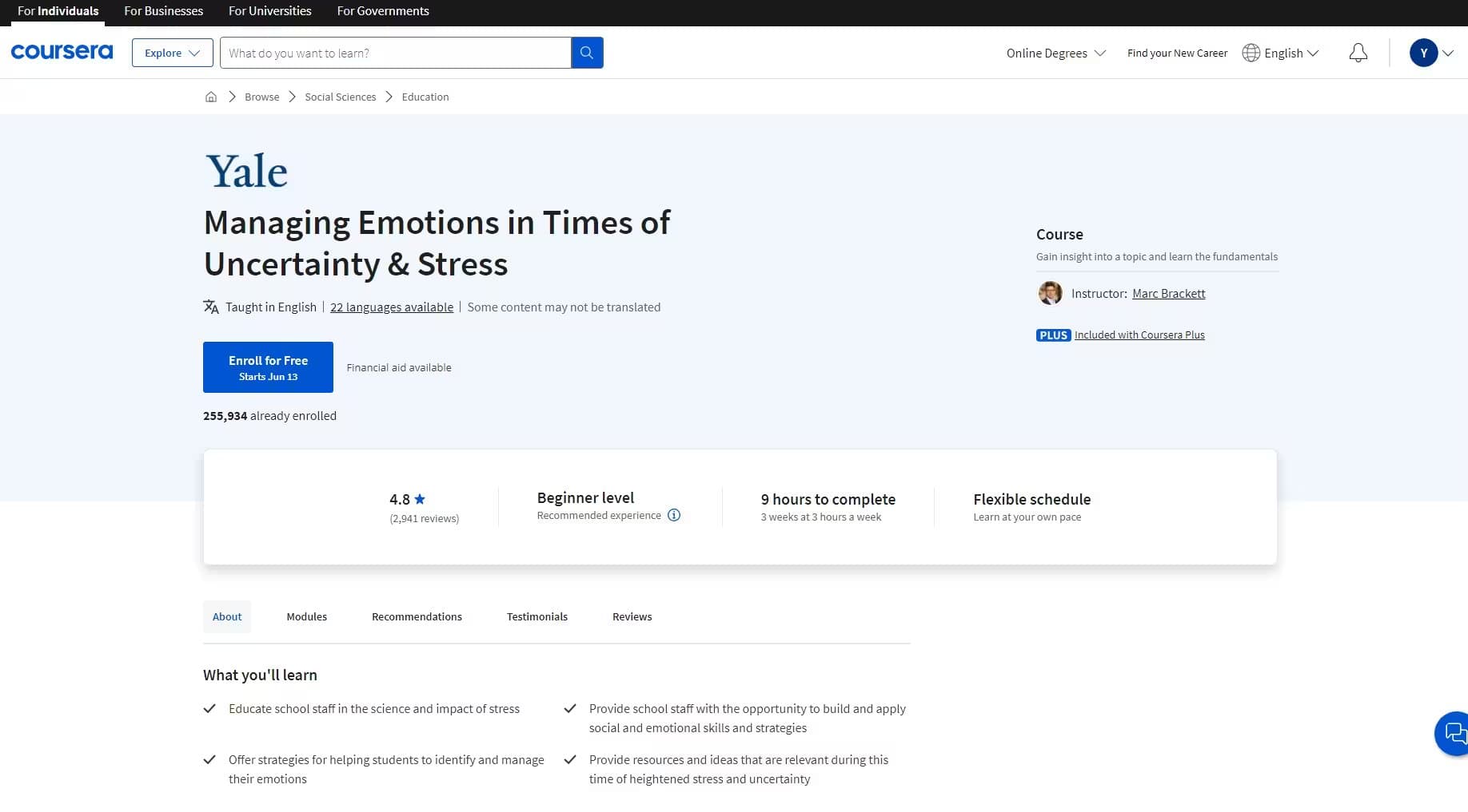Managing Emotions in Times of Uncertainty & Stress | Yale University | Coursera