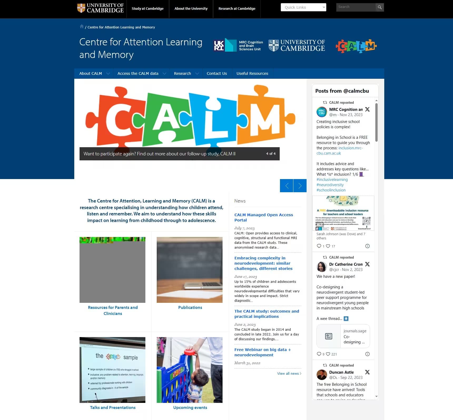 Centre for Attention Learning and Memory (CALM) | University of Cambridge