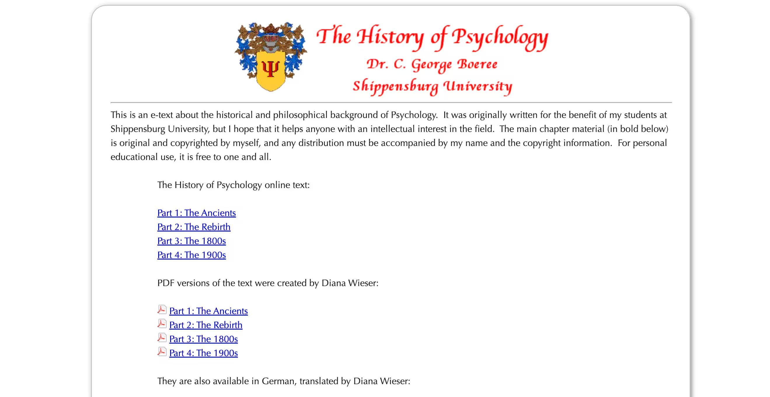 The History of Psychology