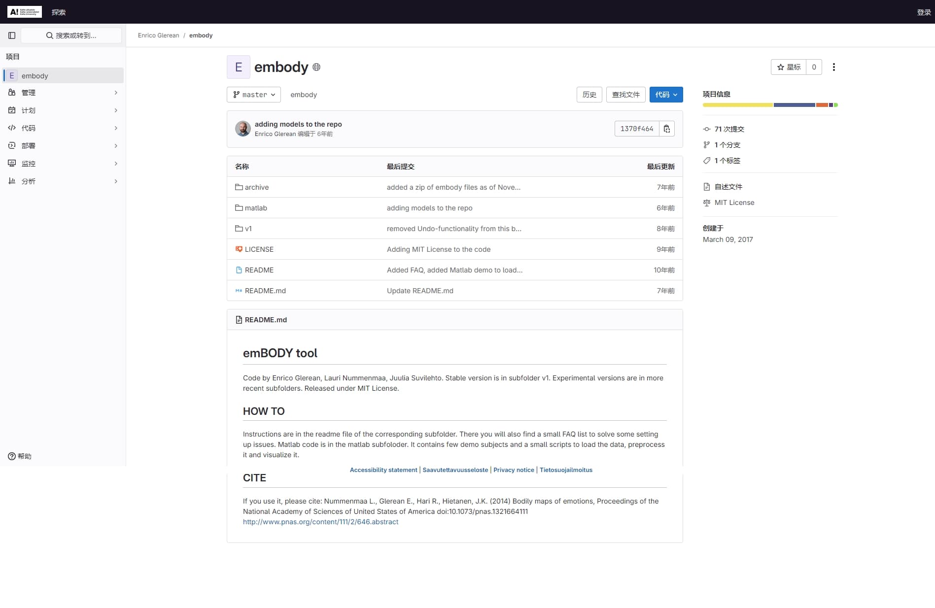 Enrico Glerean / embody · GitLab