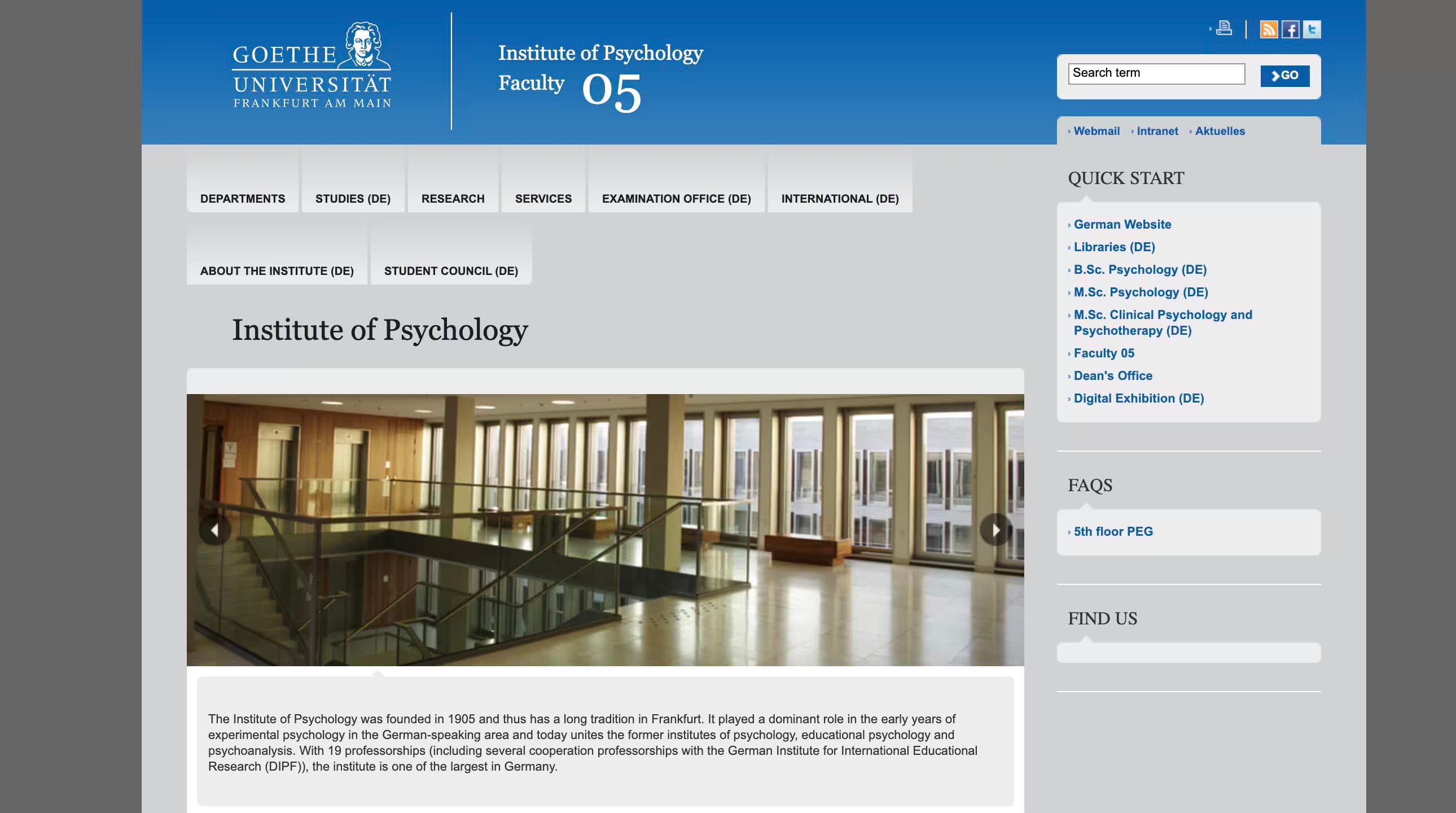 Goethe-Universität Institute of Psychology