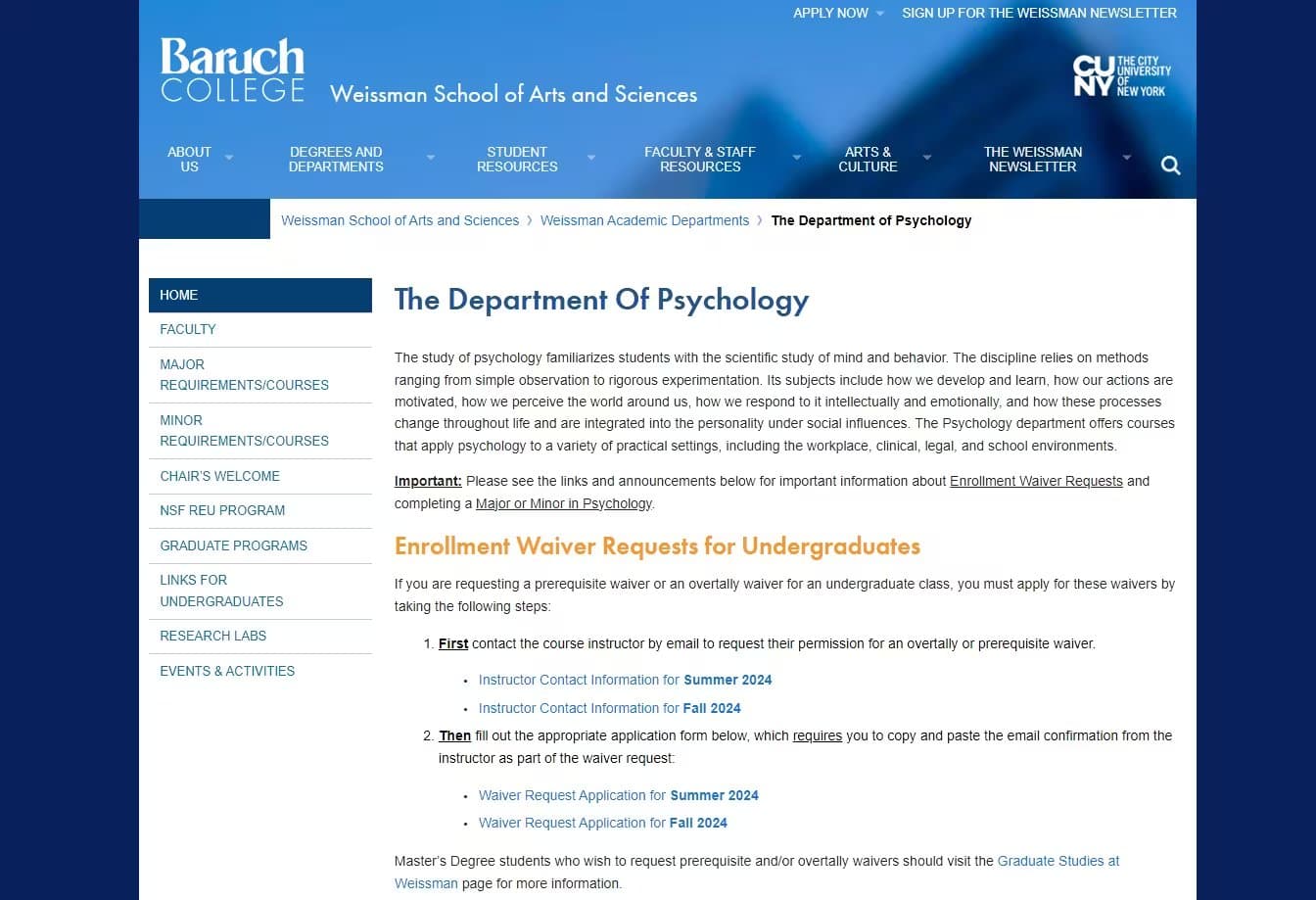 The Department of Psychology - Weissman School of Arts and Sciences | Baruch College | The City University of New York