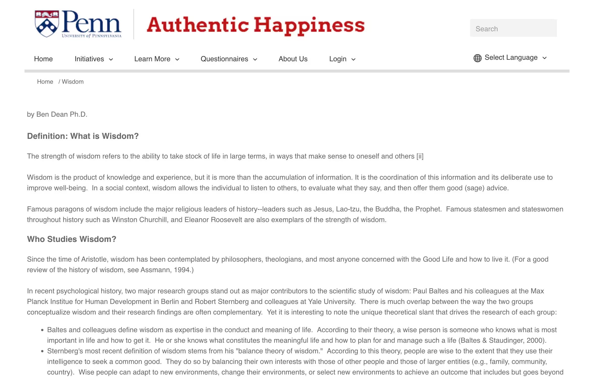 Authentic Happiness - Positive Psychology Research and Tools from UPenn