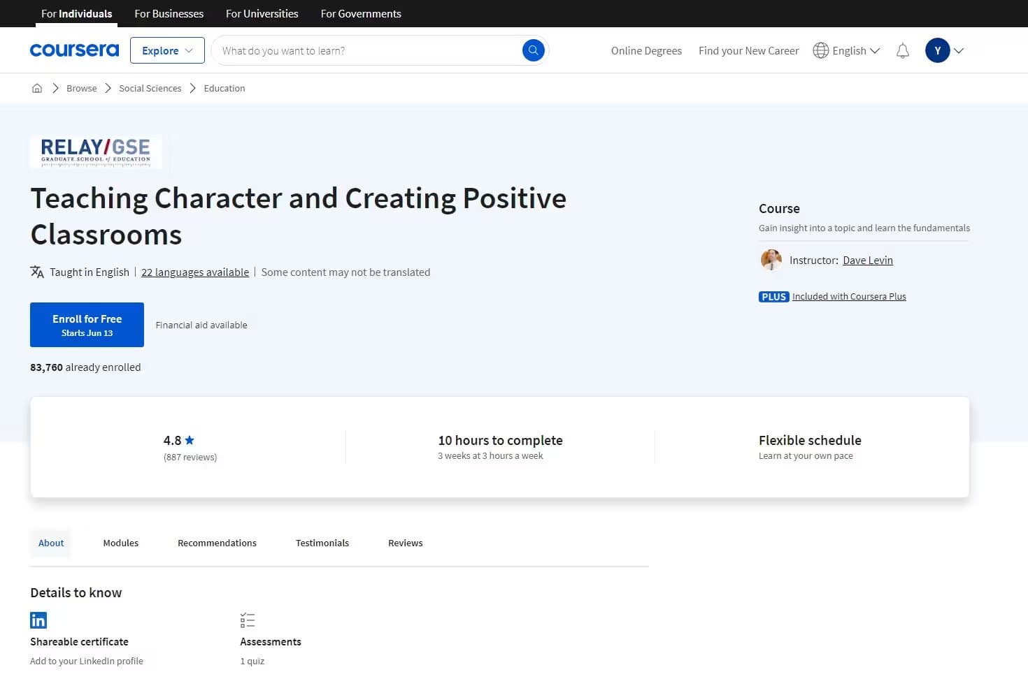 Teaching Character and Creating Positive Classrooms | Relay Graduate School of Education | Coursera