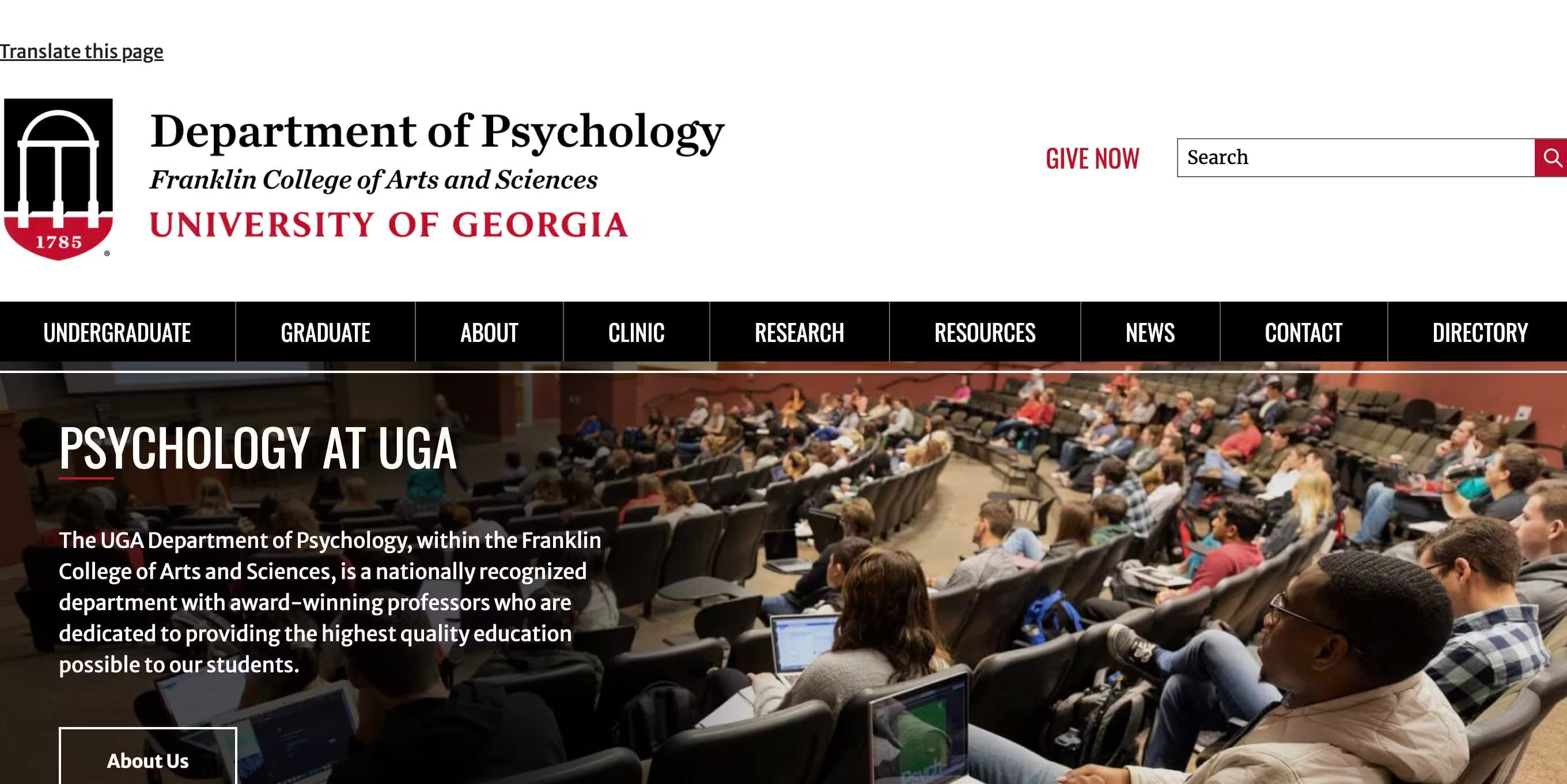 University of Georgia Department of Psychology