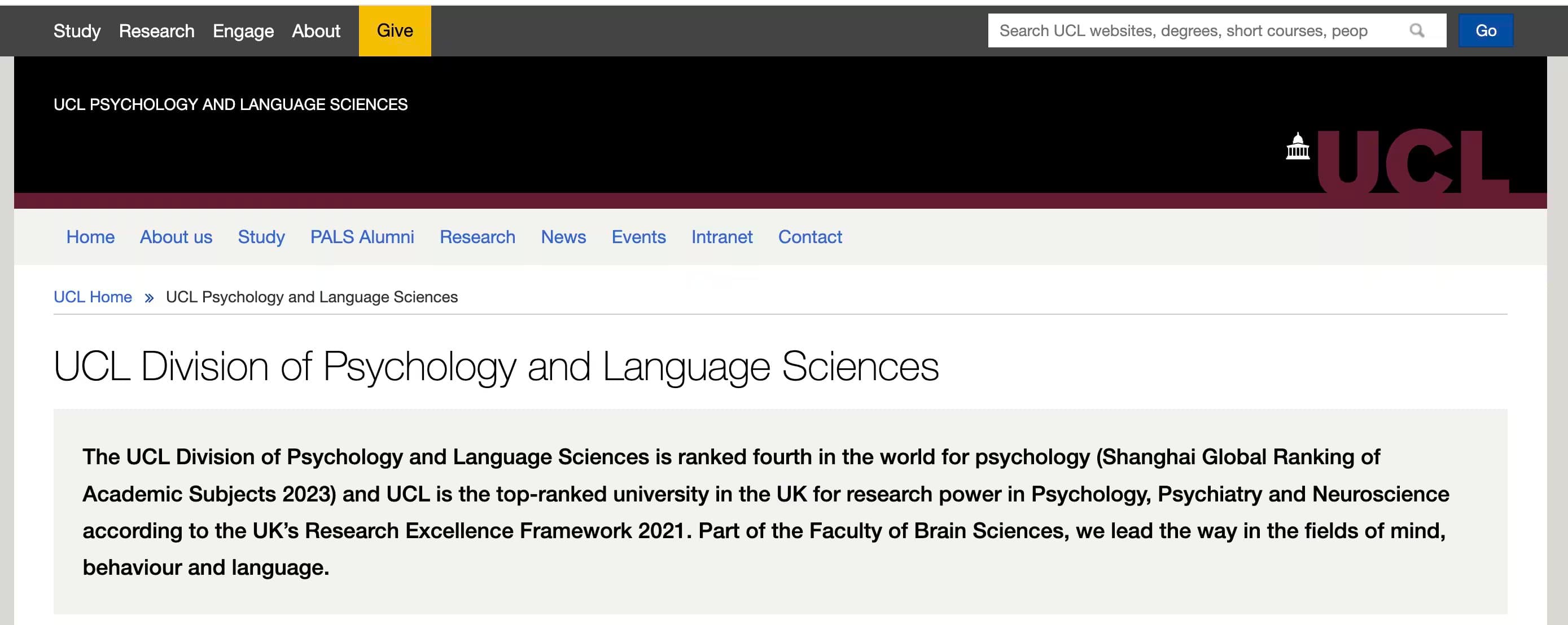 UCL Division of Psychology and Language Sciences