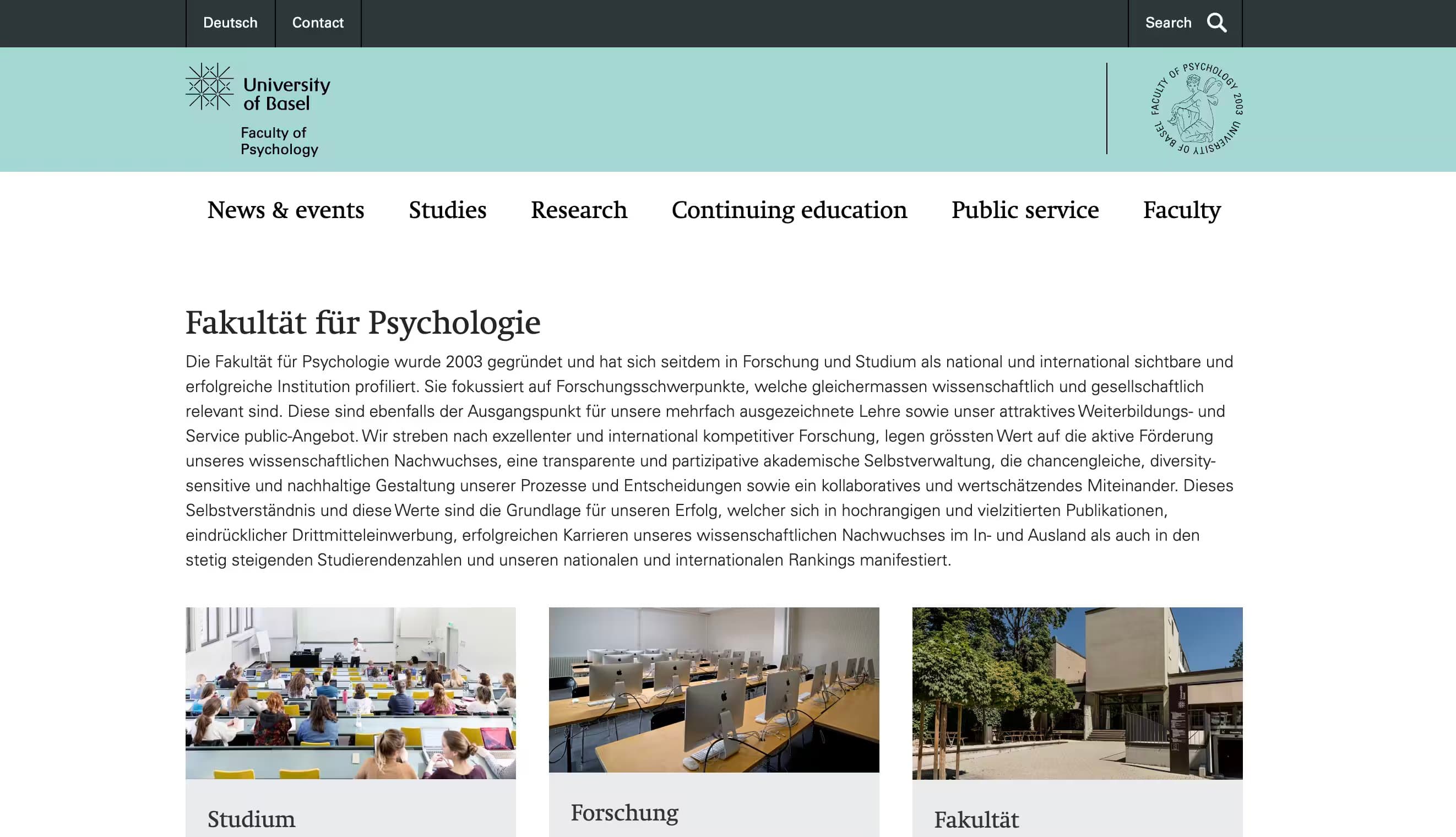 University of Basel Faculty of Psychology
