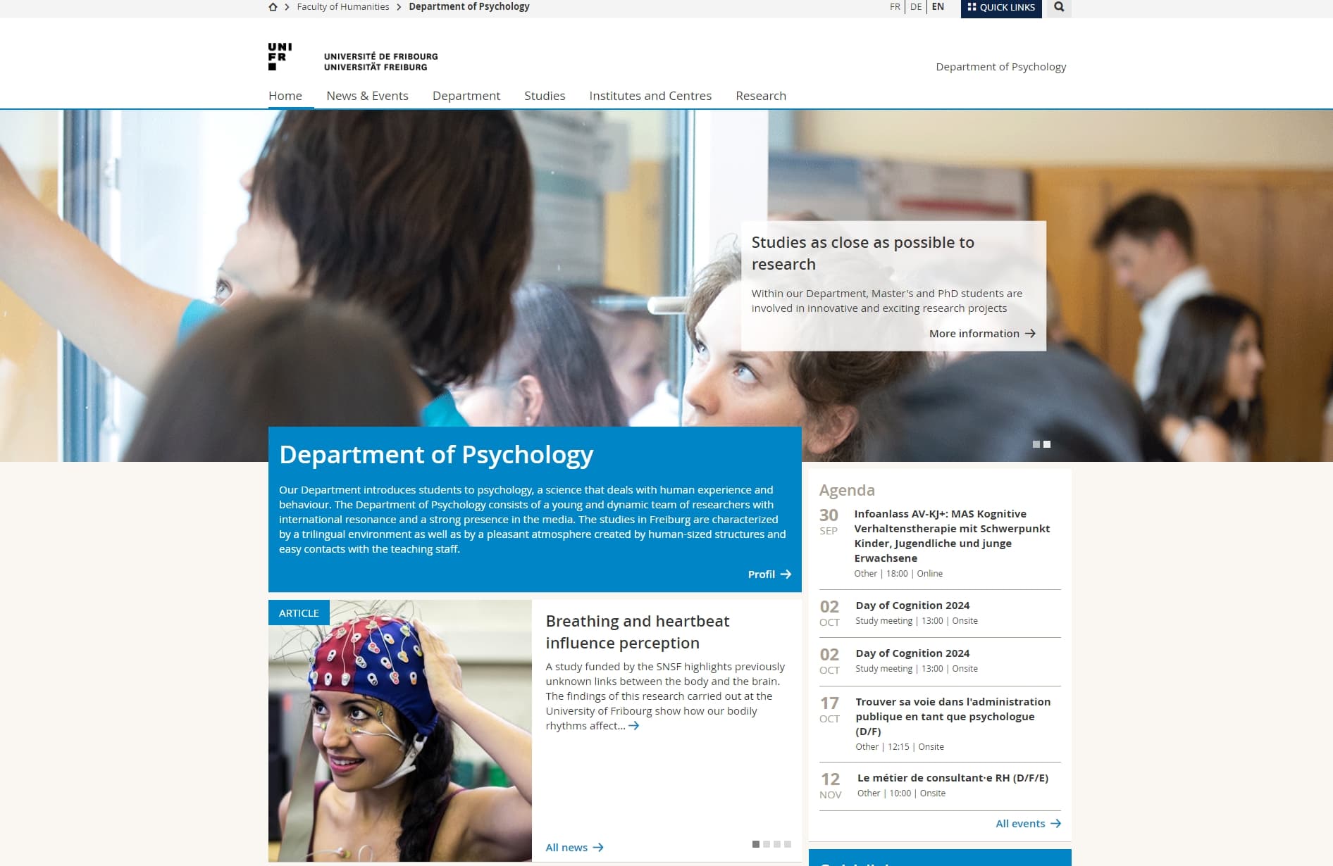 Department of Psychology - University of Fribourg