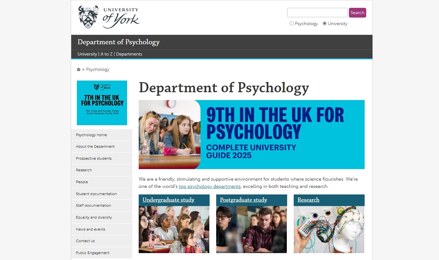 Department of Psychology at the University of York