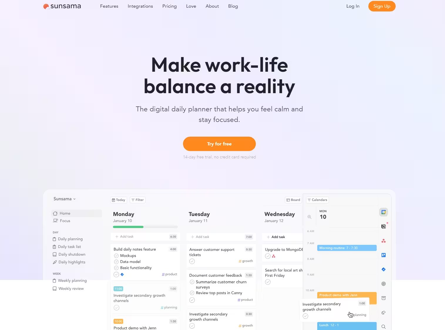 Sunsama - Achieve Work-Life Balance with Guided Daily Planning