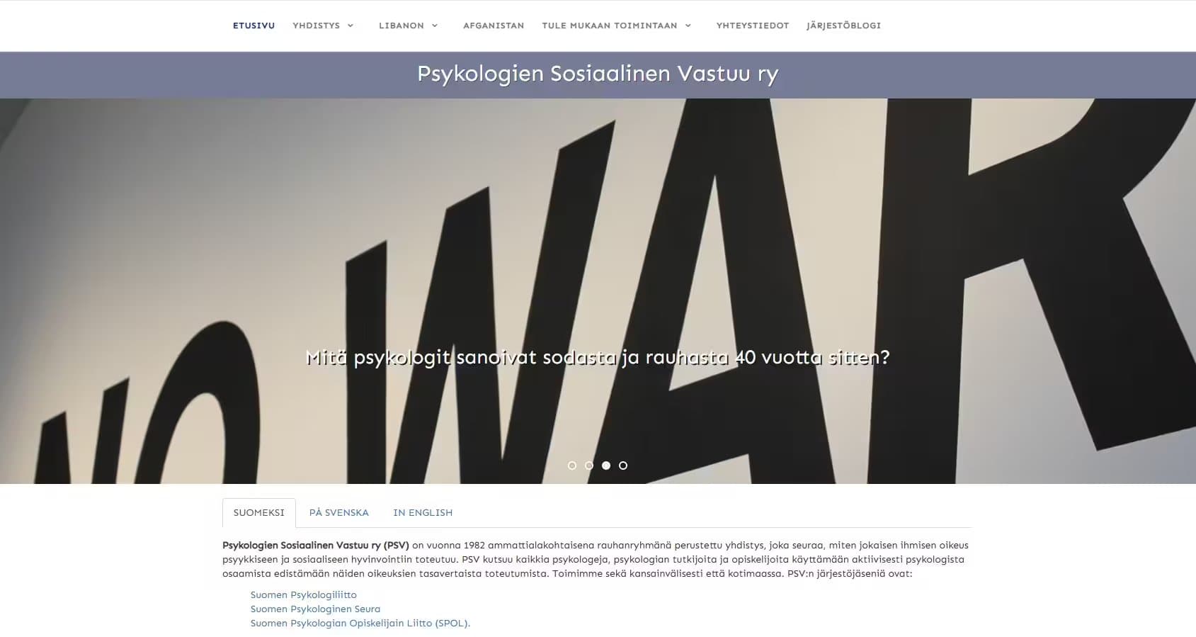 Association of Psychologists for Social Responsibility - Psykologien Sosiaalinen Vastuu ry(PSV)