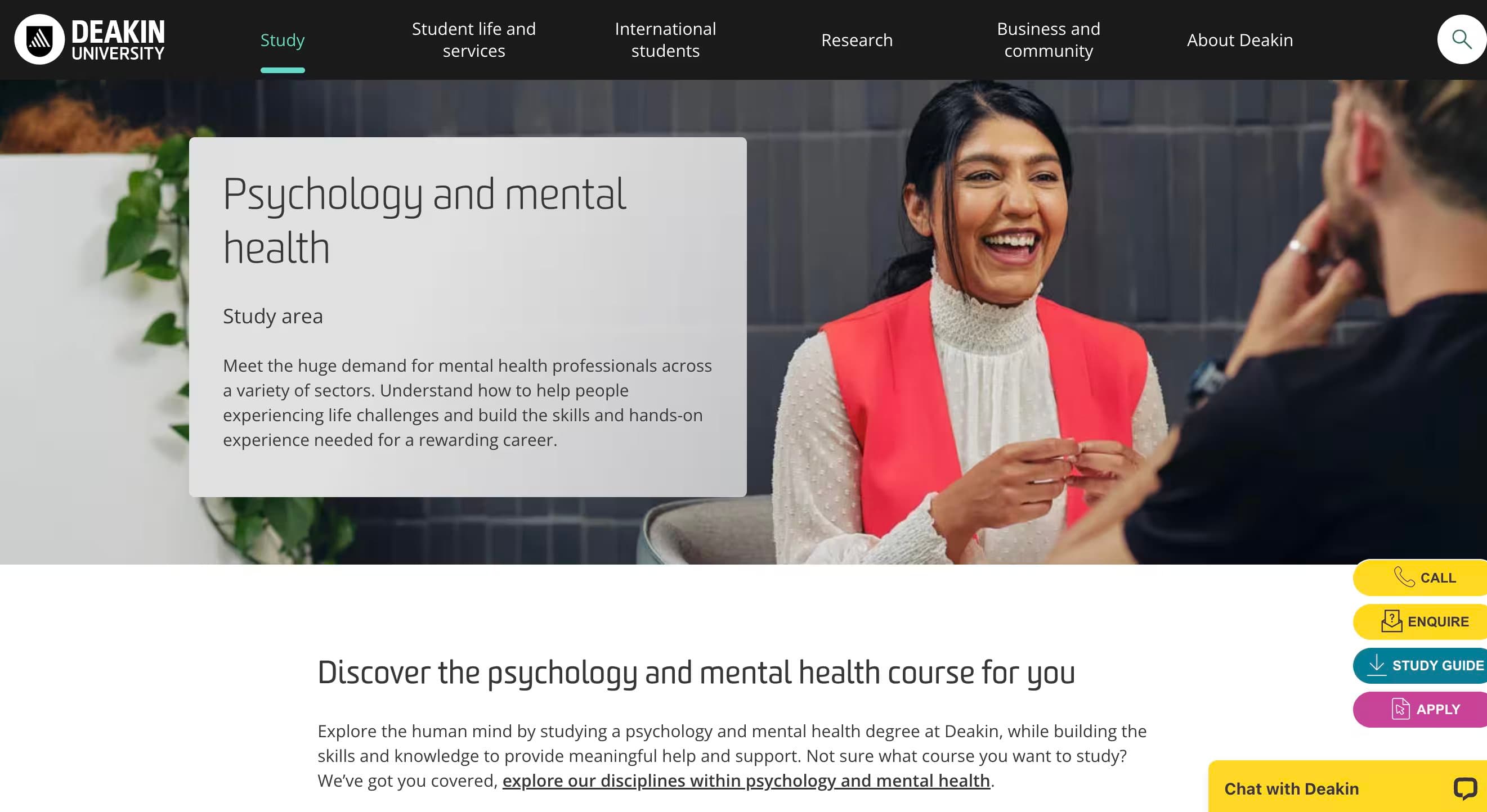 Psychology and mental health | Deakin