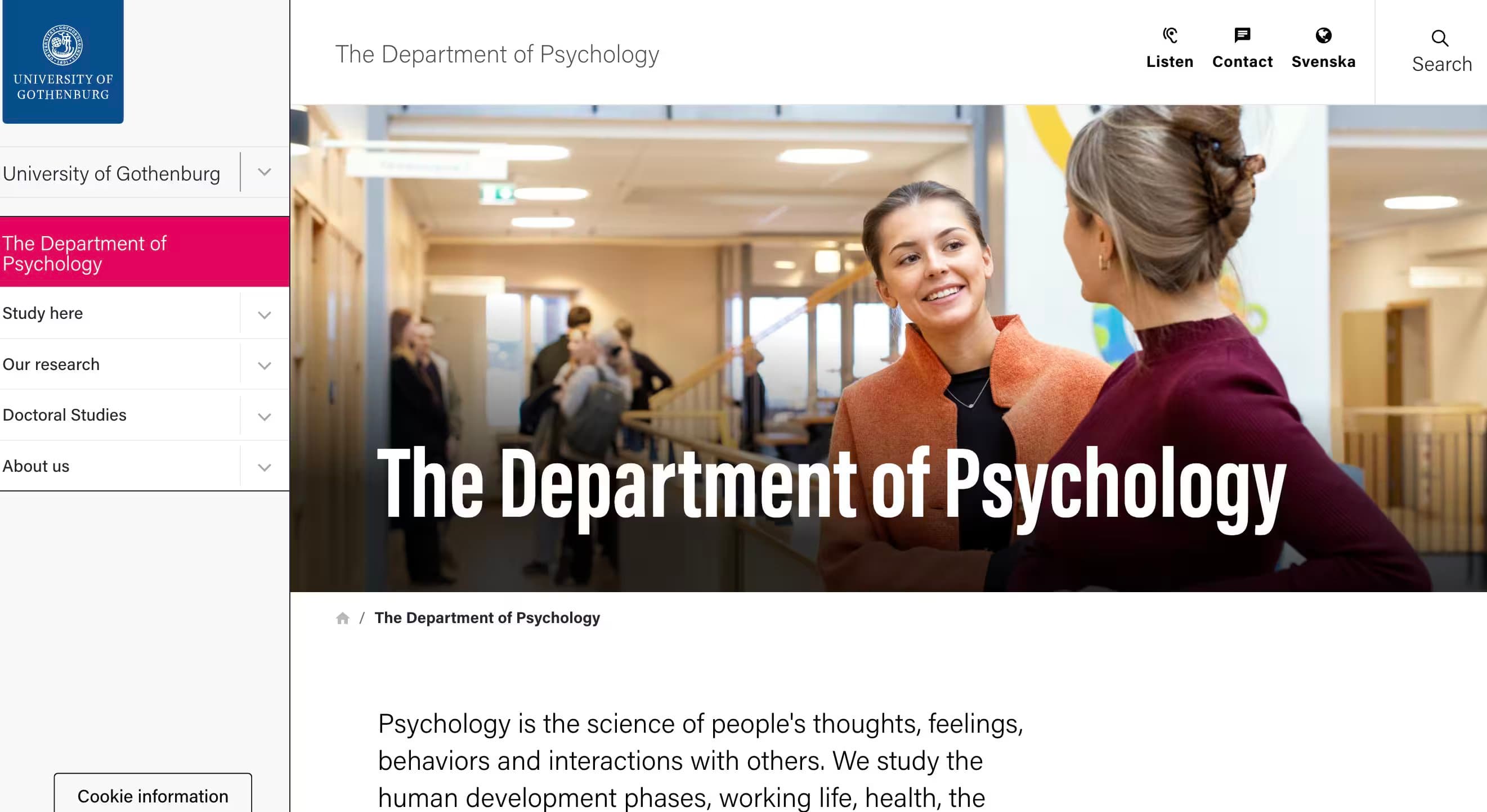The Department of Psychology, University of Gothenburg