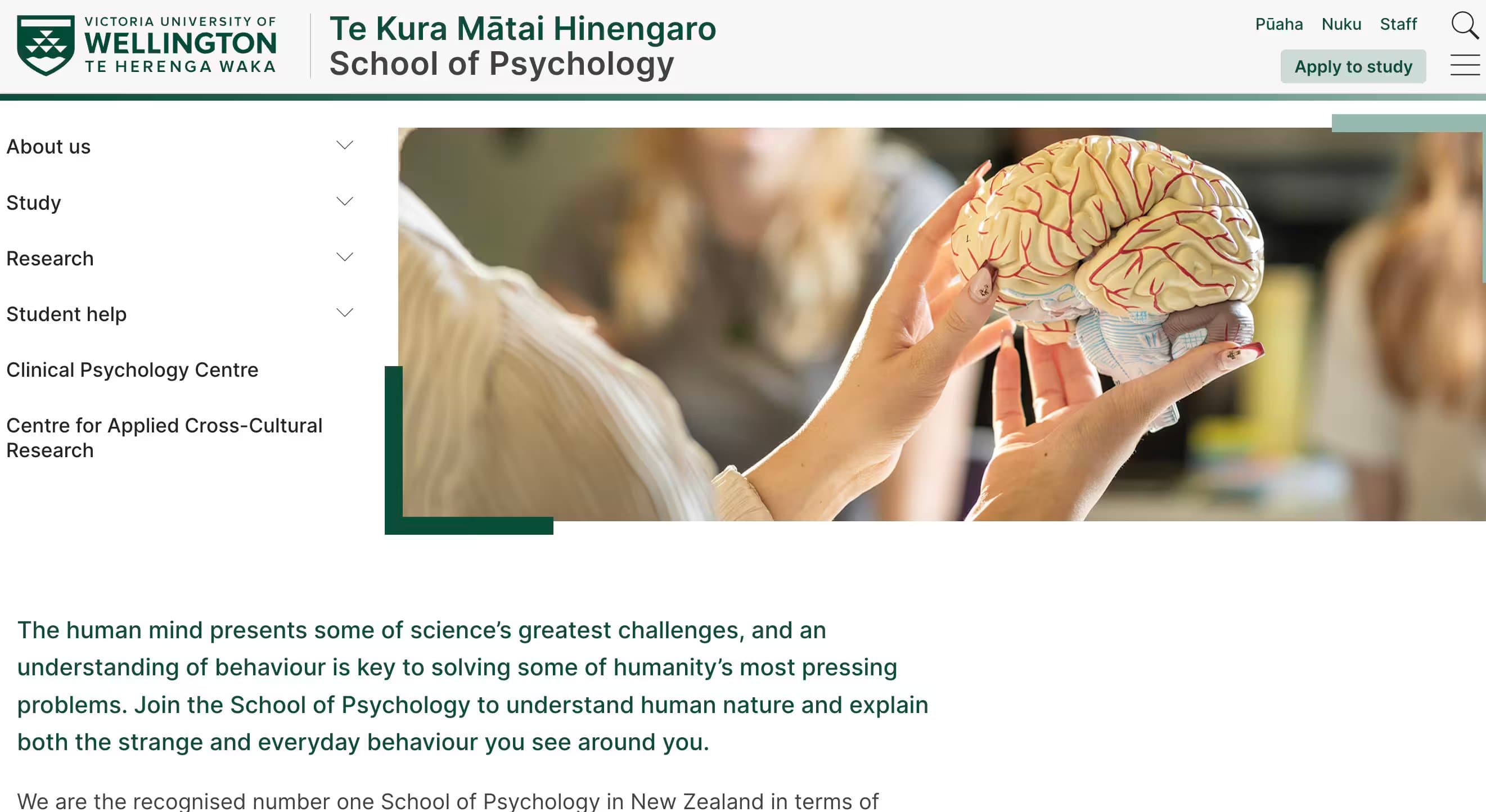 School of Psychology - Te Herenga Waka—Victoria University of Wellington