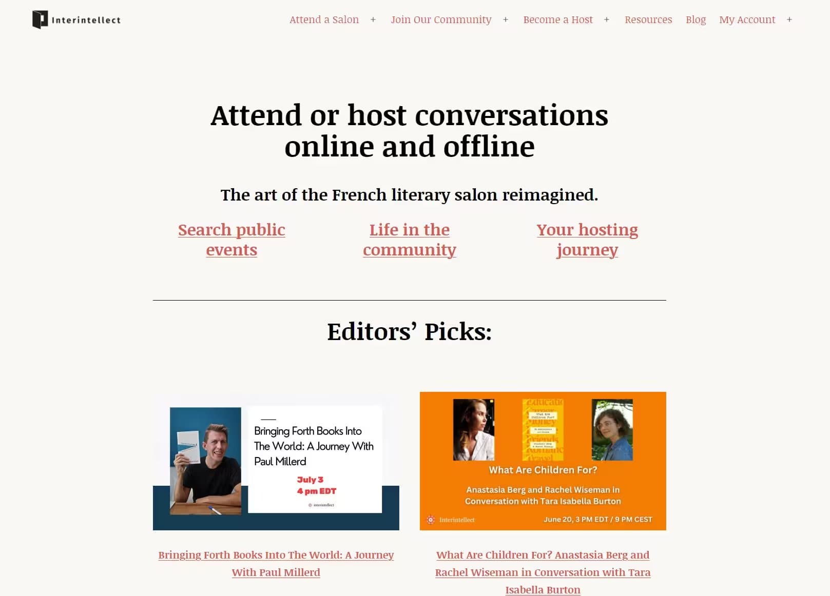 Interintellect | Attend or host conversationsonline and offline