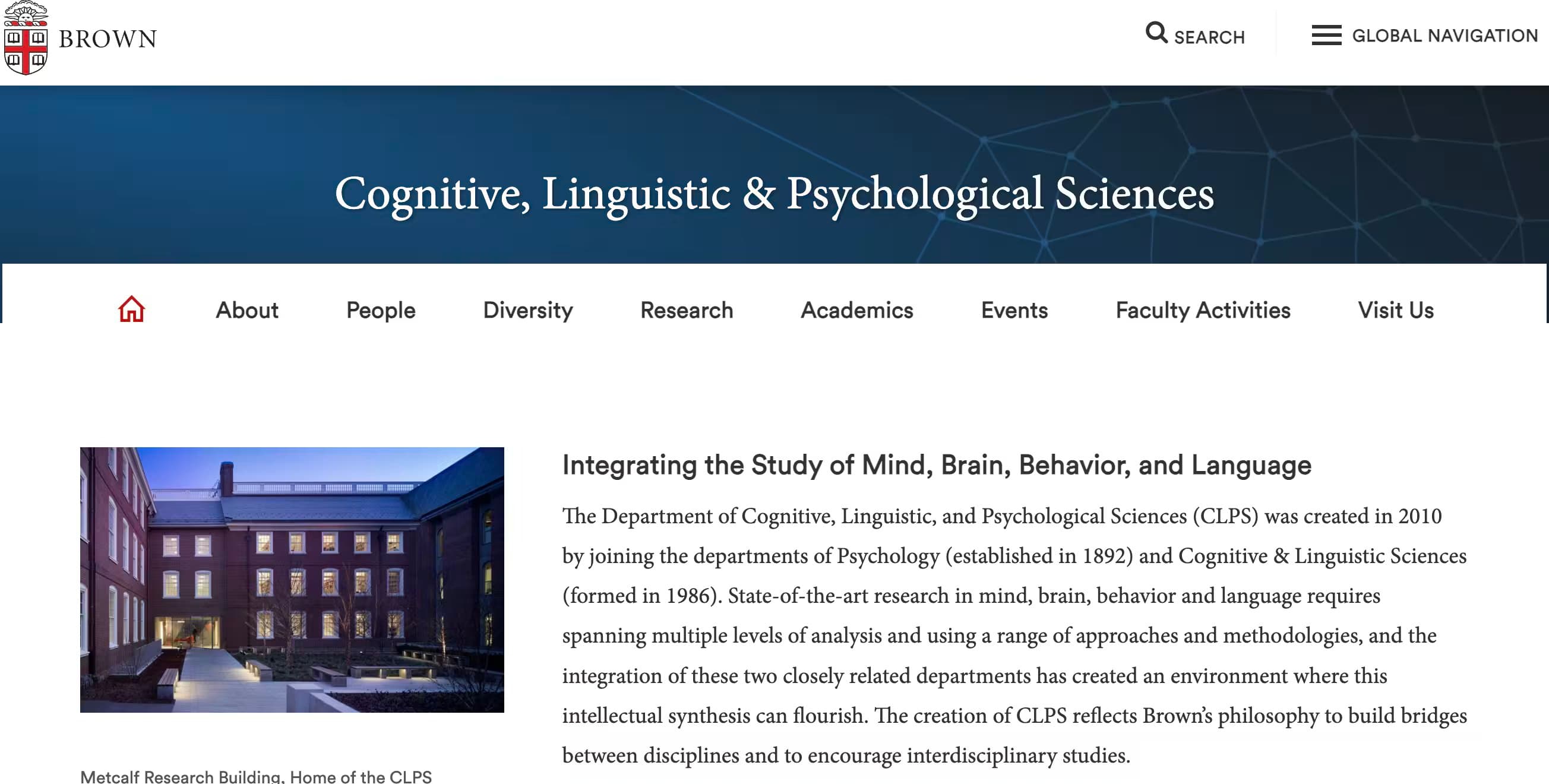 Brown University Cognitive, Linguistic & Psychological Sciences