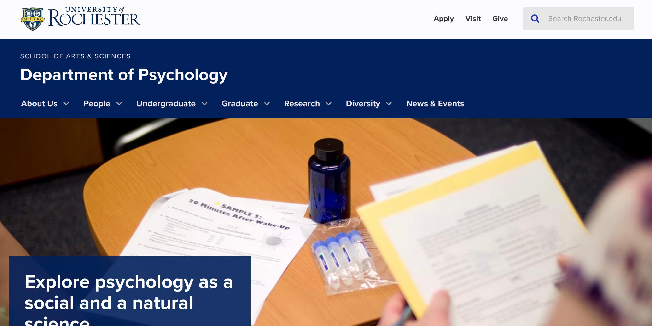 University of Rochester Department of Psychology - Graduate Studies, Research, and Academic Excellence