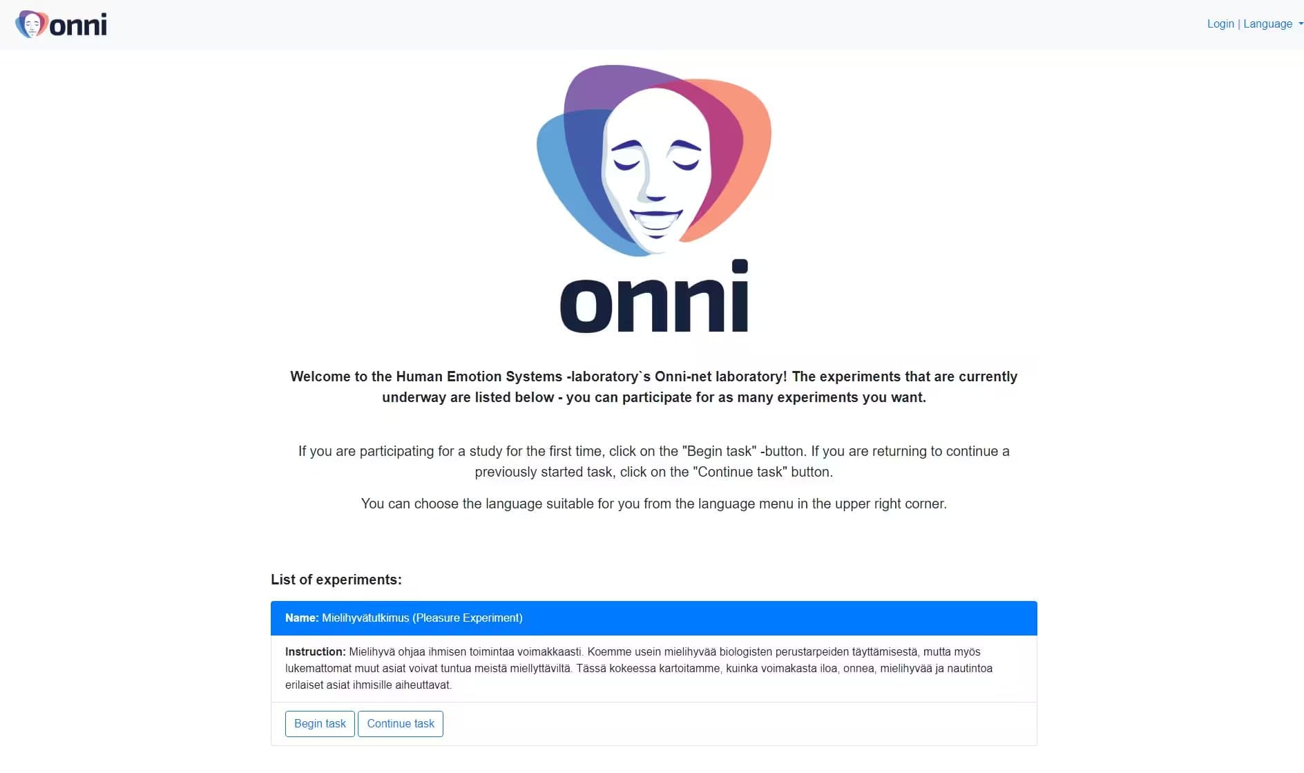Human Emotion Systems - laboratory`s Onni-net laboratory - Onni Emotion