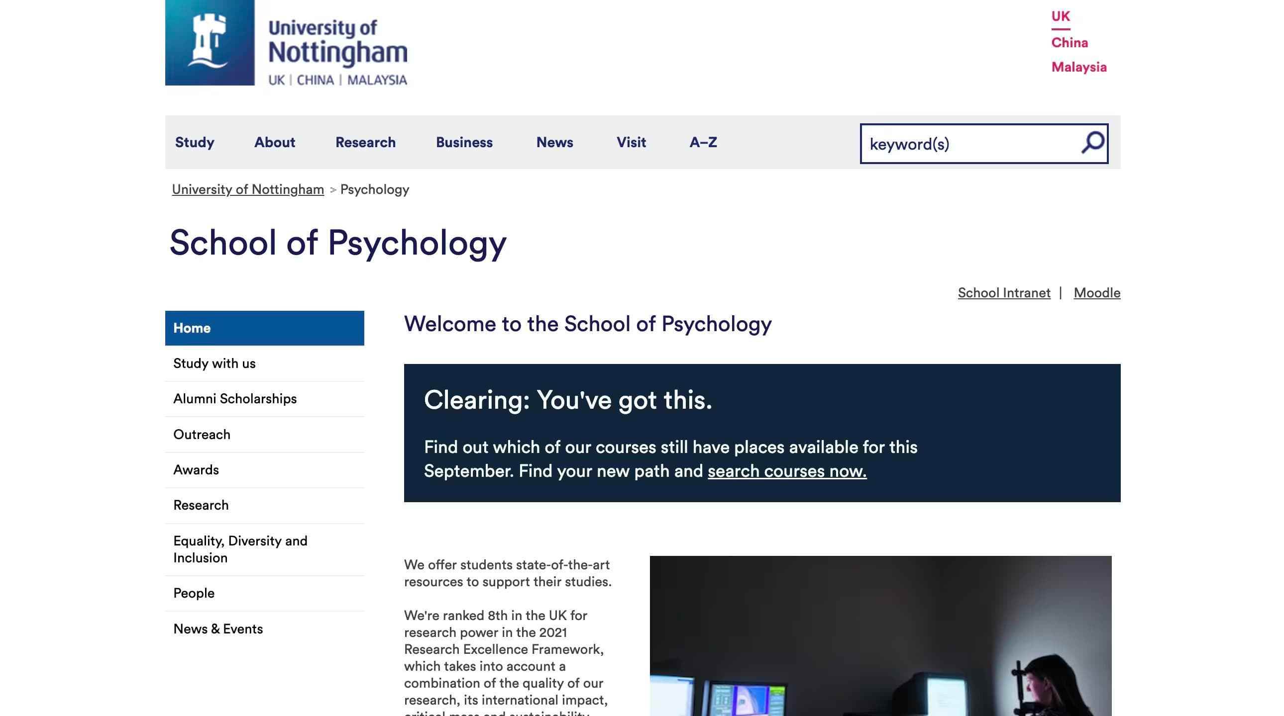 The School of Psychology - The University of Nottingham