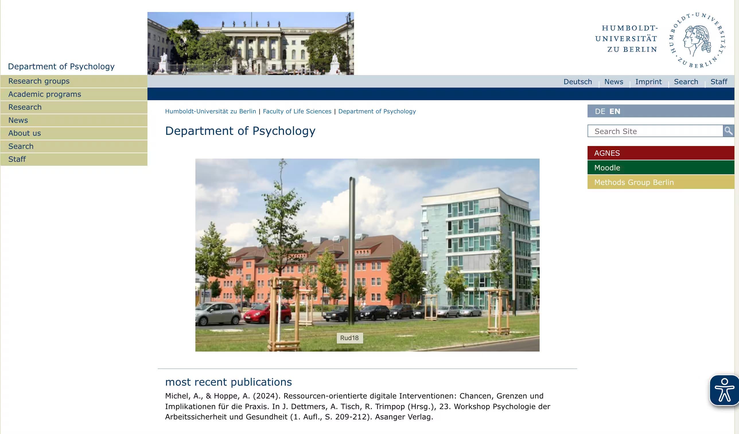 Humboldt-Universität zu Berlin Department of Psychology