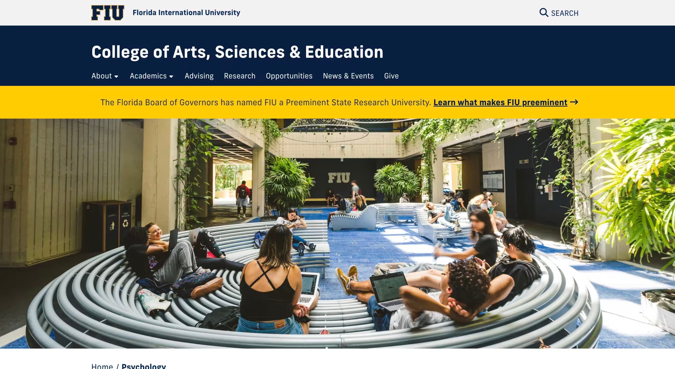 Department of Psychology | FIU College of Arts, Sciences & Education
